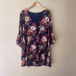 Lulus long sleeve Blue Floral dress
